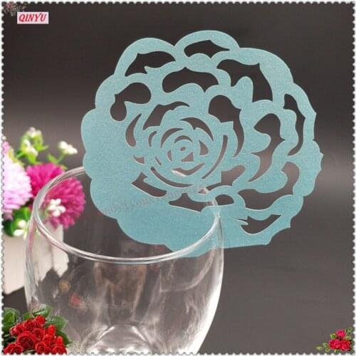 100pcs Rose Shape Red Wine Cup Card Name Cards Table Place Escort Cup Card Wedding Christmas Party Decorations Supplies 5ZSH852