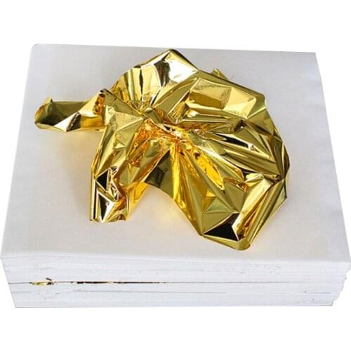 100pcs Imitation Gold Silver Foil Paper Leaf Sheet Gilding DIY Art Craft Paper Birthday Party Wedding Cake Dessert Decorations