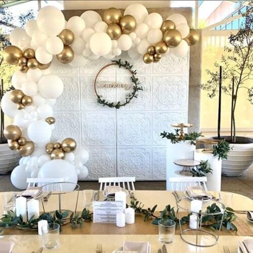 113pcs/lot Gold White Balloon Arch Chain Balloons Arch Garland Kit Wedding Baby Shower Birthday Party Decoration Metal Globos