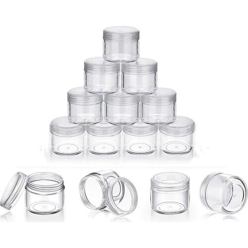 Freeship 20pcs 20g/20ml Clear Plastic Empty Round Container Jars with Screw Cap Lid for Organizing Cosmetic, Lotion, Frosting