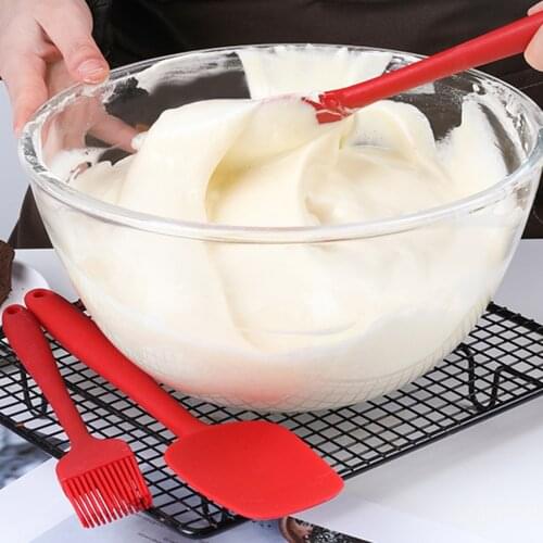 3 Pcs/set Kitchen Baking Utensil Set Cake Cream Fondant Scraper Brush Spatula Silicone Baking Tool Kit
