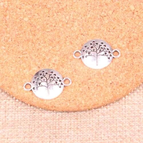 30pcs Peace Tree Connector Charms Metal Pendants for Bracelet and Necklace Jewelry DIY Handmade 23*16mm