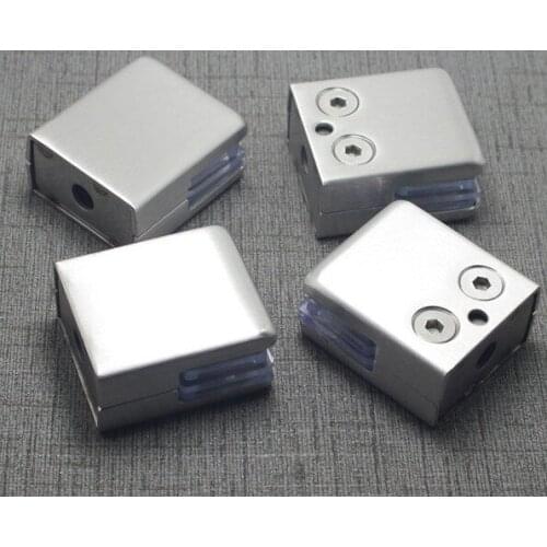 4Pcs Stainless Steel Square Clamp Holder Bracket Clip For Glass Shelf Handrails Silver