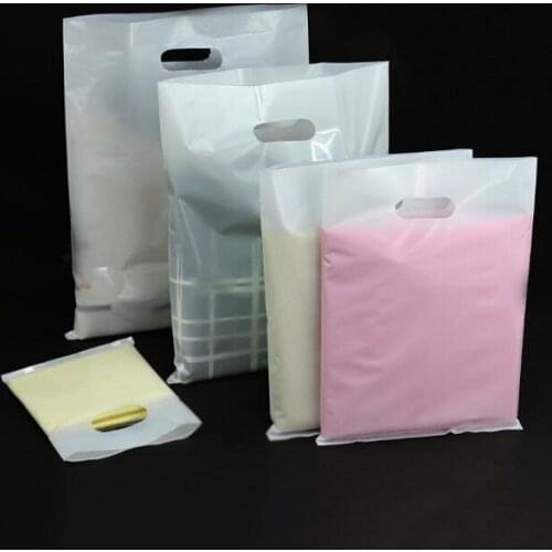 50pcs/lot Personalized logo White plastic bags with handle,white shopping bag for clothes pack (Custom Logo at least 500pcs bag)