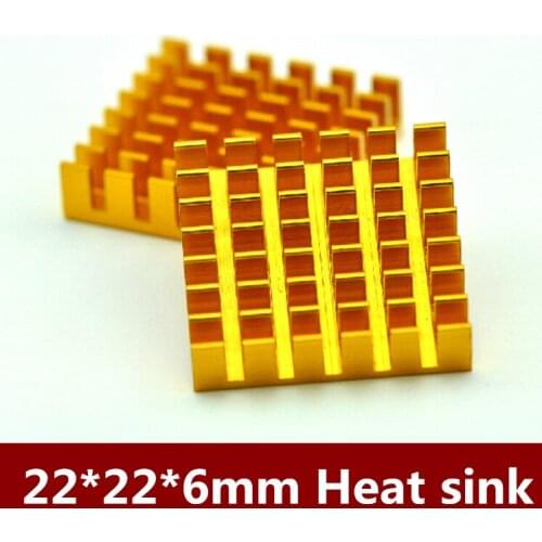 50PCS/LOT heat sink 22 * 22 * 6MM gold slotted quality radiators Free shipping