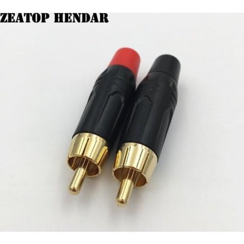 8Pcs RCA Connector High quality RCA Male Connector Gold Plating Audio Adapter Black&Red Pigtail Speaker Plug for 7MM Cable