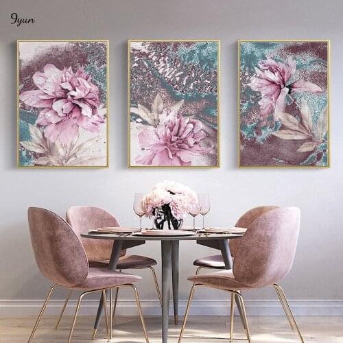Abstract Pink Peony Poster Vintage Flora Wall Art Print Picture Canvas Painting Modern Mural Interior Living Room Decoration