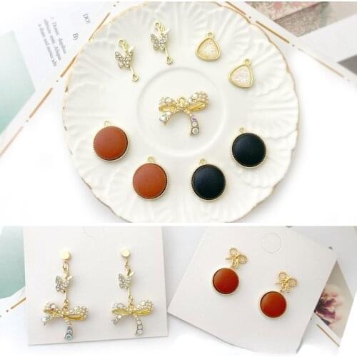 Color-preserving alloy accessories, diamond-studded bow, triangle pendant, butterfly earrings diy material