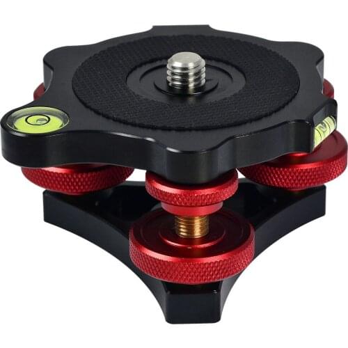 Aluminum Screw Precision Leveling Base Tripod Head Plate with 3 Adjustment Dials for DSLR Camera Tripod Monopod