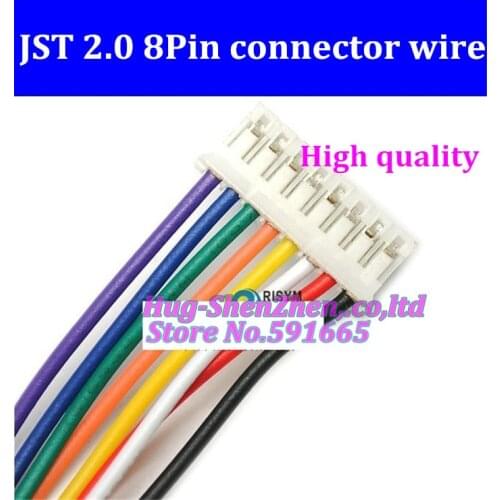 Free shipping 50pcs/lot 8P JST 2.0mm PH2.0 PH 2.0 8pin PH-8p connector with cable 100mm wire 24AWG