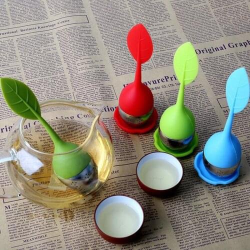 The tea injector Tea strainer Silicone tea maker Spice filter reusable Stainless steel tea setKitchen accessories