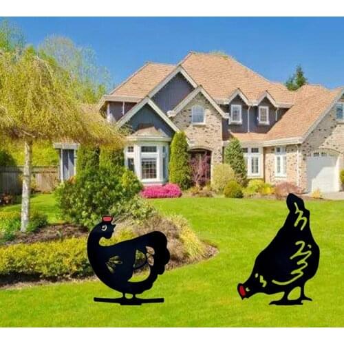 2 PCS Black Acrylic Chicken Yard Art Silhouette Decor Garden Decoration Outdoor Lawn Statues Garden Backyard Lawn Stakes