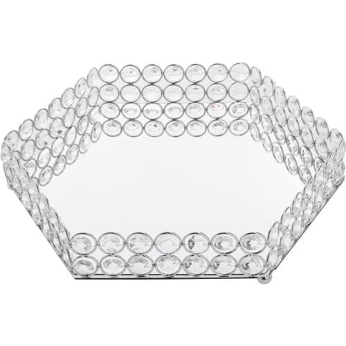 Modern Mirrored Vanity Display Tray Ornate Jewelry Organizer Decorative Desk