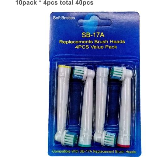 40pcs VIP Tu Oral A B Electric Toothbrush Replacement Brush Heads, Sensitive brush heads Extra soft bristles D25 D30 D32
