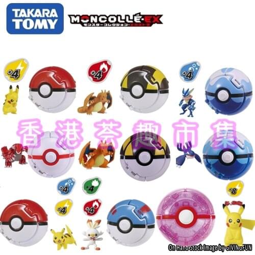 TAKARA TOMY Genuine Pokemon Ball Greninja Pikachu Kyogre Groudon Scorbunny Zamazenta Lucario Poke Ball Action Figure Model Toys
