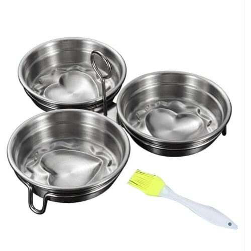 304 Stainless Steel Mould Egg Cooker Egg Cooking Plate With Oil Brush Egg Cooking Tools Love Lunch Mold