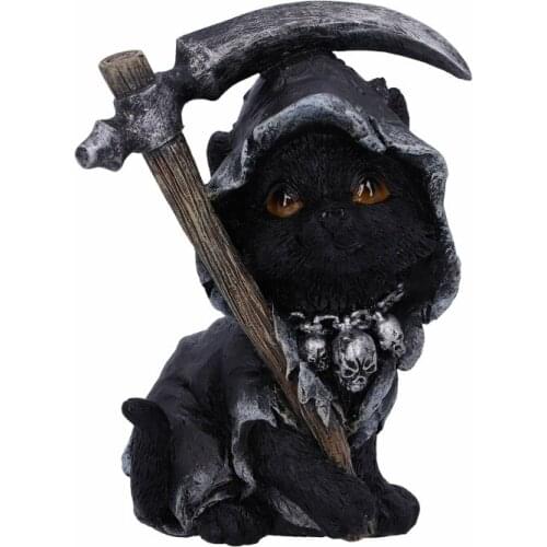 Gothic Cat Sickle Dog Witch Grim Reaper Decoration-Resin Black Cloaked Grim Reaper Cat Dog Figurine Halloween Gift Home Decor
