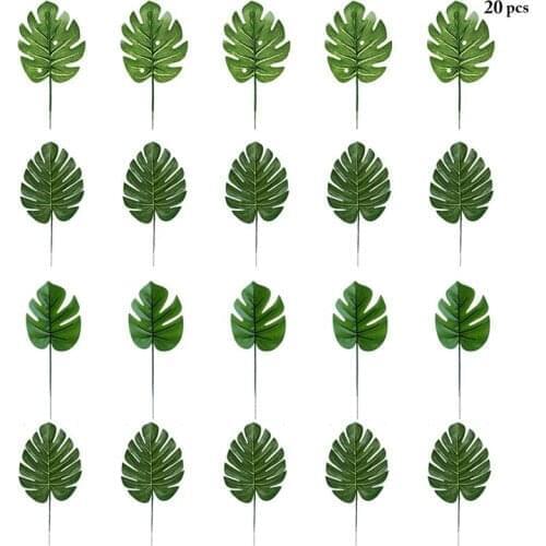 20PCS Artificial Leaves Stems Realistic Fake Leaf Faux Greenery Leaf Wedding Party Decoration Office Ornaments Home Garden Decor
