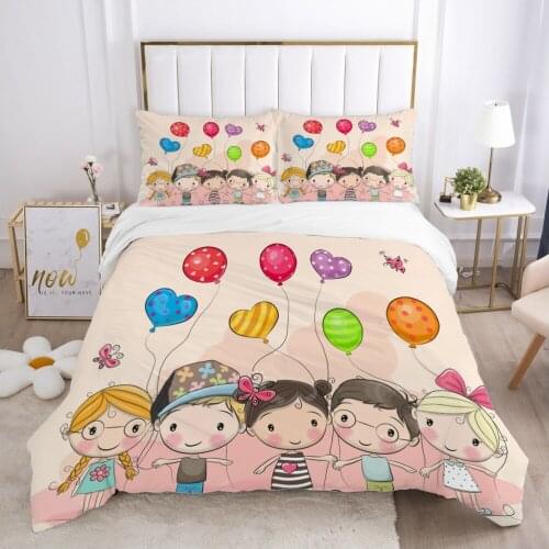 Cartoon Childrens Bedding set for kids baby boy girls Duvet cover set pillow case Bed linens Quilt cover 140x200 Car balloon