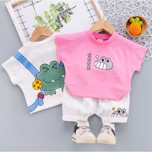 Baby Boys Sets Summer Childrens Clothes Cartton T Shirt + Shorts 2 Pcs Clothing Sets for Kids and Girls Casual Cotton Suit