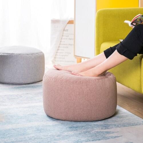 Small round bean bag sofa cover waterproof game bed chair seat bean bag solid color lazy chair sofa cotton linen footstool WF919