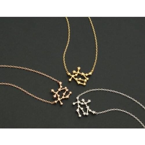 Daisies Fashion Jewelry Gemini Zodiac Pendant Necklace Sign Astrology Constellation Statement Necklace Star Sign For Girl Gift