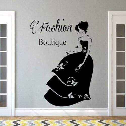 Beauty Salon Decor Woman Face Fashion Style Wall Sticker Clothing Boutique Dress Vinyl Decals Model Hat Window Poster AZ453