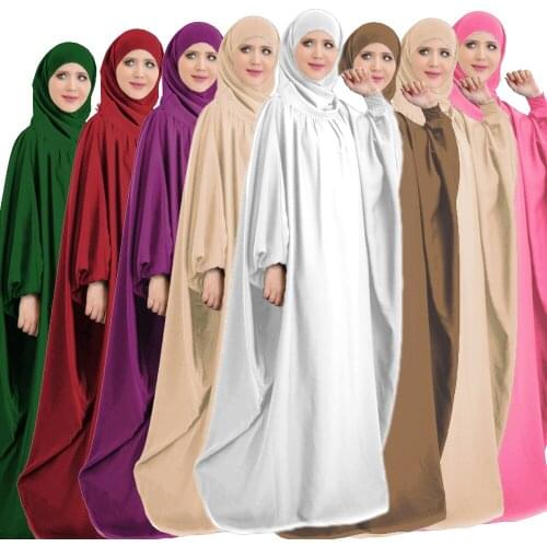 Muslim Abaya Hooded Prayer Garment Arab Islamic Full Cover Burka Batwing Sleeve Loose Kaftan Maxi Dress Middle East Turkish Robe