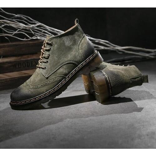 Genuine Leather Men Boots Autumn Winter Ankle Boots Fashion Footwear Lace Up Shoes Men High Quality Vintage Men Shoes 4.7
