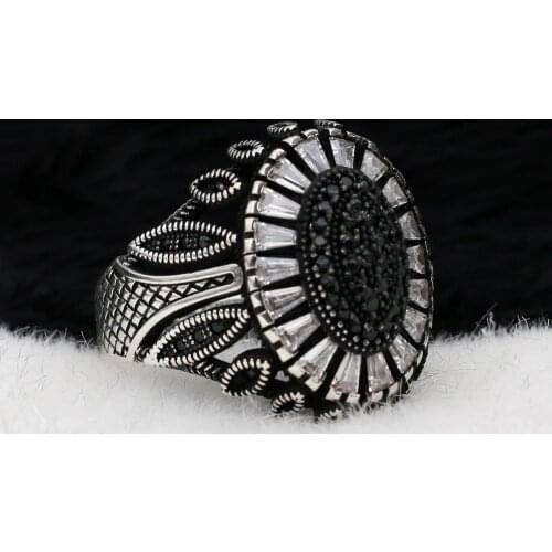 Silva 925 Sterling Silver Ring for Men Zircon Stone S925 silver fashion Jewelry Gift Mens Rings All sizes