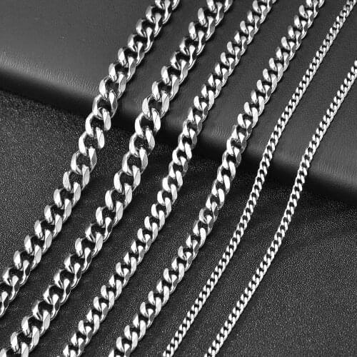 Mens Cuban Link Chain Size 3.6/5/6/7/8/9mm Mens Punk Necklace Stainless Steel Male Fashion Jewelry Gifts for Men