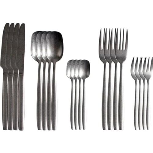 20pcs Dinnerware Set Retro Stainless Steel Cutlery Set Mirror Silverware Knife Fork Spoon Tableware Flatware Set Dishwasher Safe