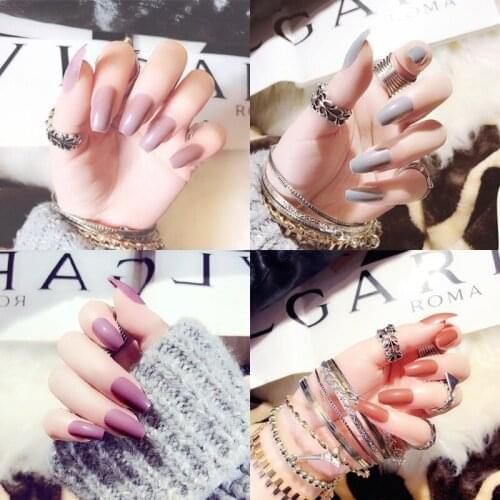 New Fashion Solid Color Fake Nail Long Style Flat Nail Sticker DIY Nail Art Jewelry Decoration Accessories Supplies