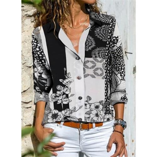 New womens shirts, casual plus size long-sleeved shirts, womens lapel tops