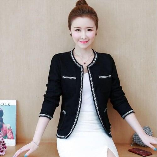 Large Size Coat Women Small Suit New 2021 Spring Cardigan coats Women Jackets Short Slim Womens Jackets Black White