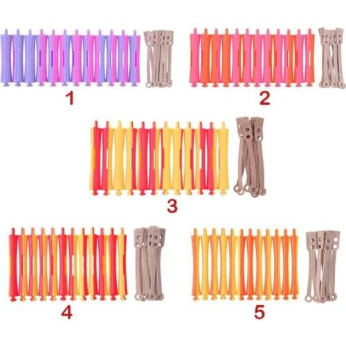 12Pcs/Set DIY Perm Rod Professional Salon Hair Roller Rubber Band Hair Clip Curling Curler Hairdressing Maker Styling Hair Tool