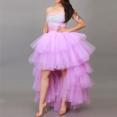 Extra Puffy Hi Low Skirt for Women Layered Tulle Tutu Lavender Ball Gown Maxi Skirt Prom Party Skirts Special Occasion Gowns