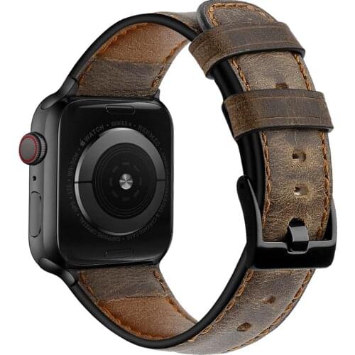 Strap for Apple watch band 44mm 40mm iWatch band 42mm 38mm Retro Cow Leather wristband bracelet correa iwatch series 6 5 4 3 SE