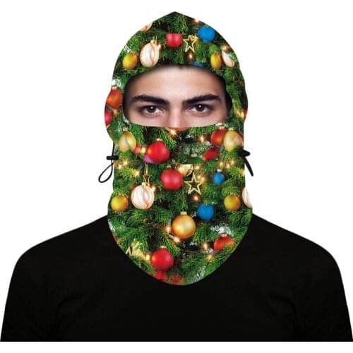 Christmas Balaclava Windproof Mask Cartoon Santa Winter Hooded Hat Neck Warmer XX9D