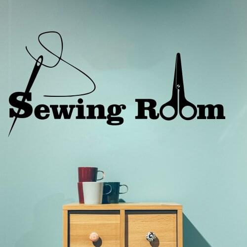 Sewing Room Needlework Wall Window Decal Sticker Sewing Dressmaker Seamstress Craft room Sign Scissors Vinyl Decor