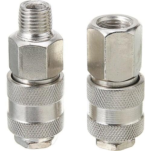 2pcs 1/4" BSP Air Line Hose Compressor Connector Euro Female Fittings Quick Release Set