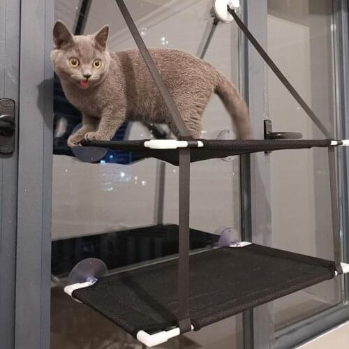 Cute Cat Hammock Double-layer Hanging Beds Comfortable Pet Window Hammock Bed Detachable Soft Seat Beds Bearing 10kg
