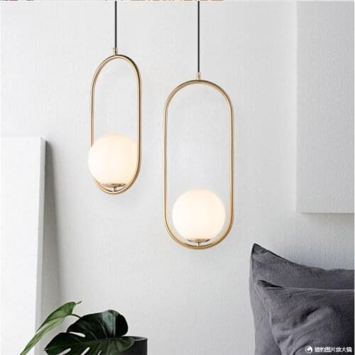 Nordic oval chandelier glass lamp postmodern restaurant bar table lamp simple bedroom living room bedside LED chandelier