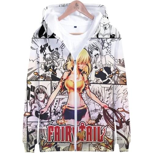 Autumn Winter 3D Print Anime Fairy Tail Cosplay Hoodies Sweatshirts Casual Long Sleeve Hoodie Zipper hooded Jacket clothing