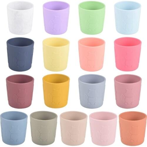 Toddler Baby Food Grade Silicone Training Cup Cartoon Squirrel Unbreakable Mug