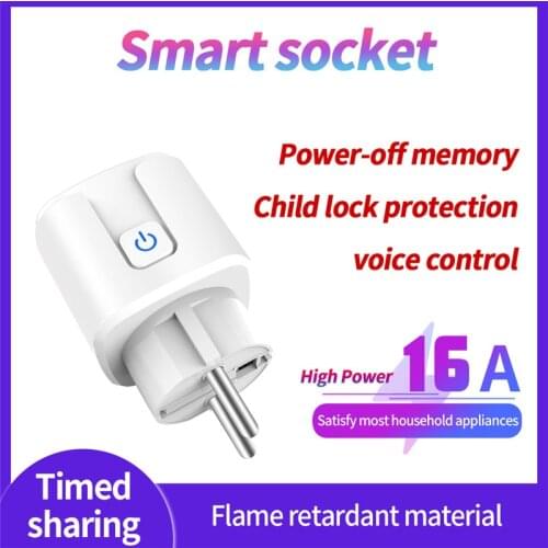 Tuya WiFi EU US SK Smart Plug 16A 220V Adapter Wireless Remote Voice Control Power Monitor Timer Socket for Google Home Alexa