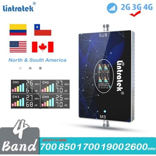 Signal Booster 4Band 2G 3G 4G LTE 700 CDMA 850 PCS 1900 2600mhz Cellular Repeater AWS 1700 Amplifier Canada Colombia Chile