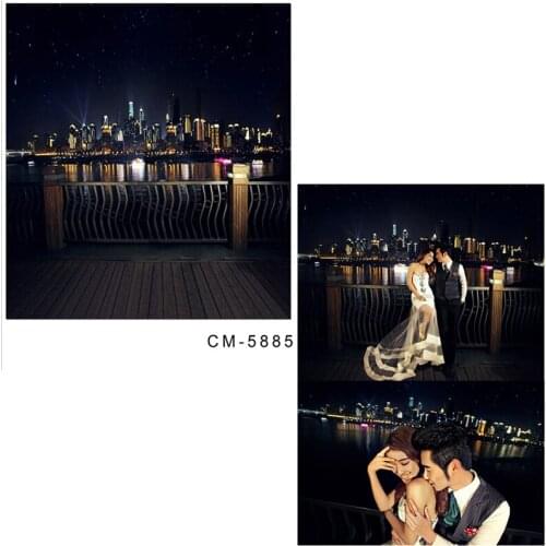 DAWNKNOW City Night View Vinyl Photography Backdrops For Wedding Polyester Background For Lover Photo Studio CM5885
