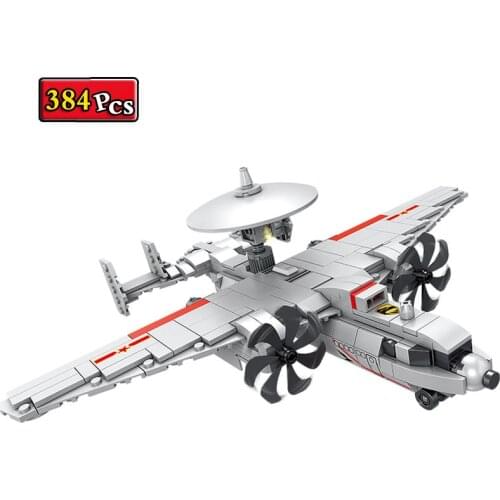 WW2 Military Series World War II KJ-600 Airborne Early Warning Aircraft Pilot Weapon MOC Building Blocks Bricks Toys Gifts