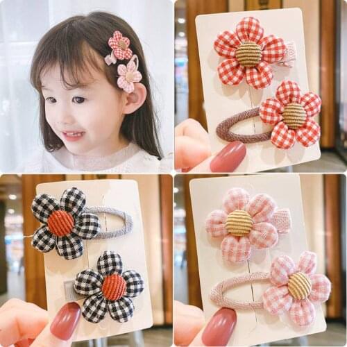 2pcs/set Cute Girls Cute and Sweet Flower Soft Hairpins Sweet Children Hair Clips Barrettes Kid Hair Accessories